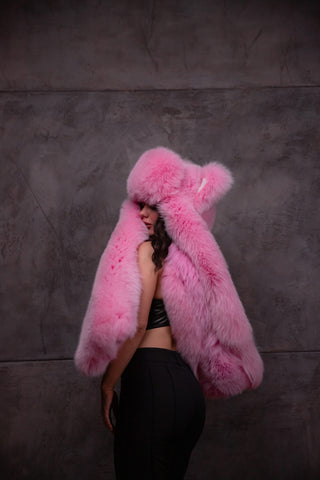 Saga Blue Fox Fur Animal Hat with Ears 'Foxie'