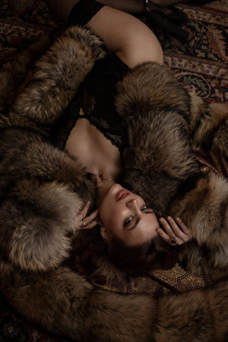 "The Fall of Antioch" Brocade & Raccoon Fur Robe