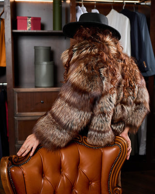 Elegant Crystal Silver Fox Fur Short Coat