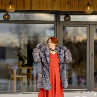 Mink & Silver Fox Fur Coat