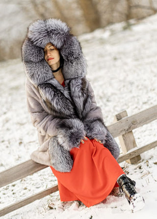 Mink & Silver Fox Fur Coat