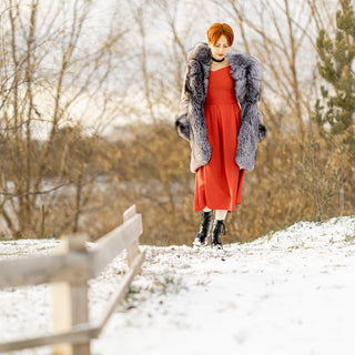 Mink & Silver Fox Fur Coat