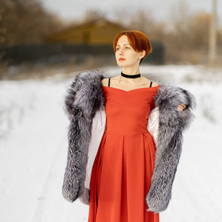 Mink & Silver Fox Fur Coat