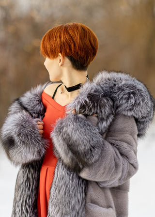 Mink & Silver Fox Fur Coat
