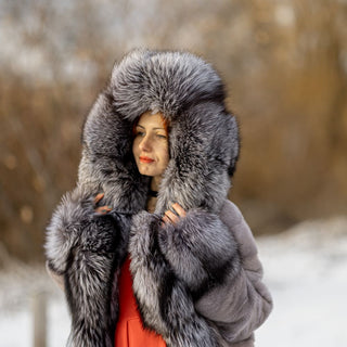 Mink & Silver Fox Fur Coat