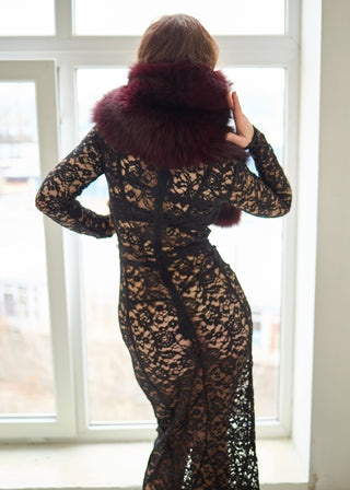 Elegant Saga Blue Fox Fur Wrap - Fur Lined