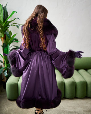 Blue Fox Trim Nightgown 'Fox Dream'