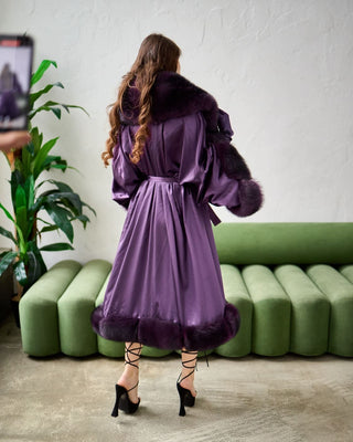 Blue Fox Trim Nightgown 'Fox Dream'