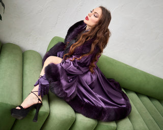 Blue Fox Trim Nightgown 'Fox Dream'
