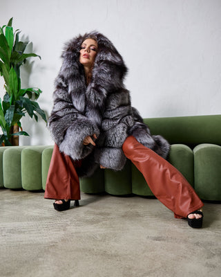 Transformable 2 in 1 Silver Fox Fur Coat / Vest