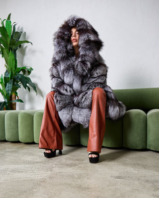 Transformable 2 in 1 Silver Fox Fur Coat / Vest