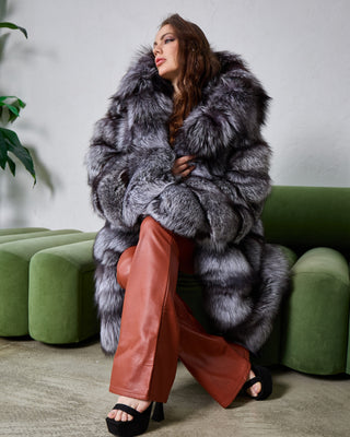 Transformable 2 in 1 Silver Fox Fur Coat / Vest