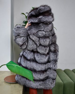 Transformable 2 in 1 Silver Fox Fur Coat / Vest