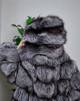 Transformable 2 in 1 Silver Fox Fur Coat / Vest