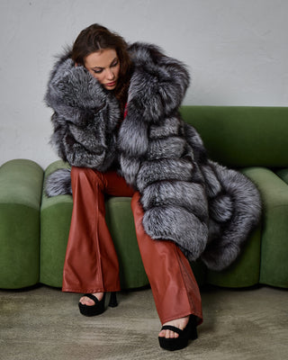 Transformable 2 in 1 Silver Fox Fur Coat / Vest
