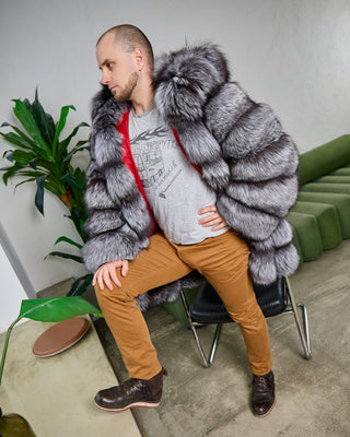 Men’s Silver Fox Fur Coat