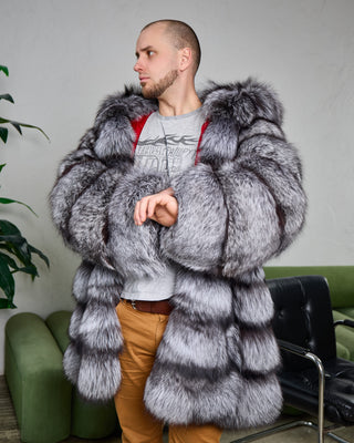 Men’s Silver Fox Fur Coat