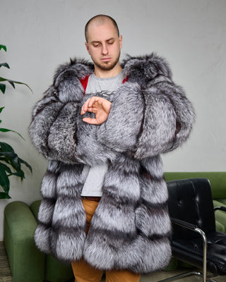 Men’s Silver Fox Fur Coat