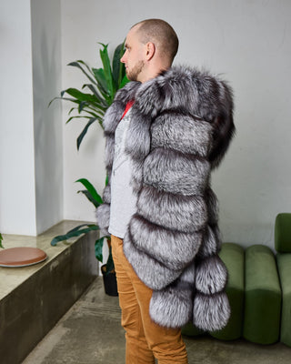 Men’s Silver Fox Fur Coat