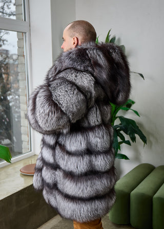 Men’s Silver Fox Fur Coat