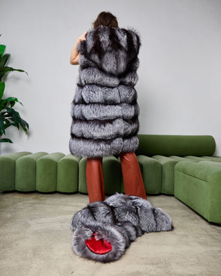 Transformable 2 in 1 Silver Fox Fur Coat / Vest