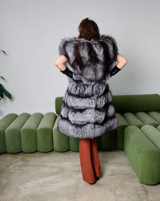 Transformable 2 in 1 Silver Fox Fur Coat / Vest