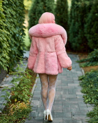 Rex Rabbit & Saga White Arctic Fox Mid-Long Coat – Lightweight Everyday Luxury