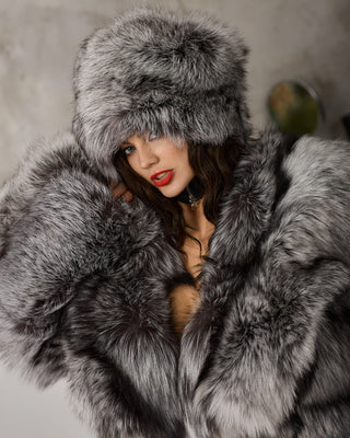 Arctic Silver Fox Fur Short Coat