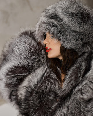 Arctic Silver Fox Fur Short Coat
