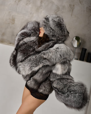 Arctic Silver Fox Fur Short Coat