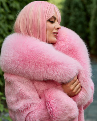 Rex Rabbit & Saga White Arctic Fox Mid-Long Coat – Lightweight Everyday Luxury