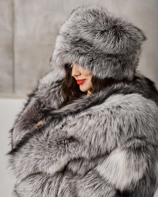 Arctic Silver Fox Fur Short Coat