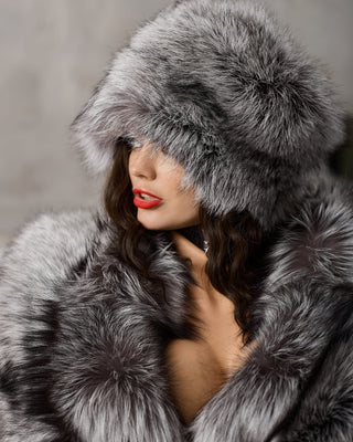 Arctic Silver Fox Fur Short Coat