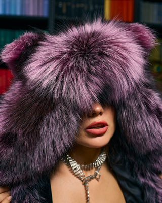 Saga Silver Fox Fur Animal Hat with Ears “Wolfie” – Luxury Fur Hood Hat