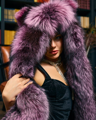 Saga Silver Fox Fur Animal Hat with Ears “Wolfie” – Luxury Fur Hood Hat