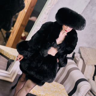 Blue Fox Fur Flared Midi Skirt – Fantasy Cosplay Fur Skirt, Fluffy Character Piece