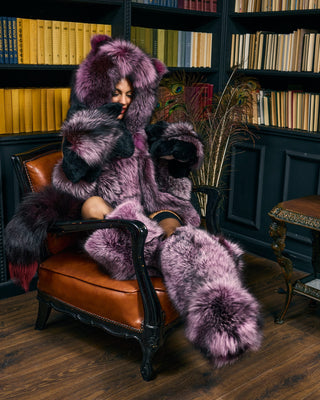 Tall Silver Fox Fur Decorative Boots