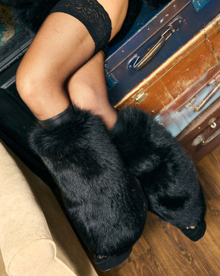 Saga Blue Fox Fur Crop Top with Bear-Style Hood – Luxury Fur Hoodie Top
