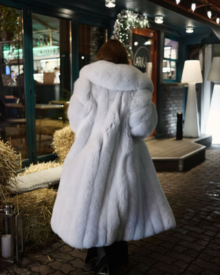 Arctic (Albino) Fox Fur Long Coat 'White Batman'