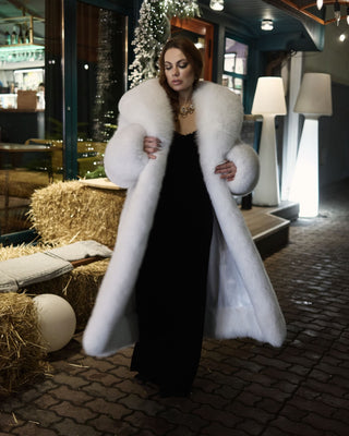 Arctic (Albino) Fox Fur Long Coat 'White Batman'