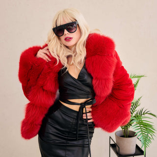 Fitted Saga Blue Fox & Rex Rabbit Fur Coat – Lightweight Luxury