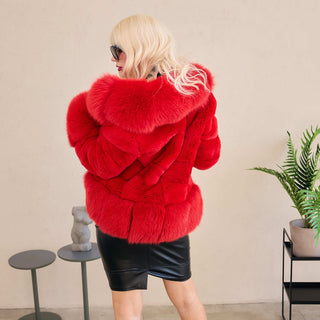 Fitted Saga Blue Fox & Rex Rabbit Fur Coat – Lightweight Luxury