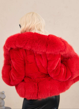 Fitted Saga Blue Fox & Rex Rabbit Fur Coat – Lightweight Luxury