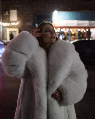 Arctic (Albino) Fox Fur Long Coat 'White Batman'