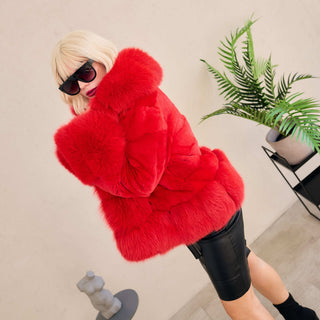 Fitted Saga Blue Fox & Rex Rabbit Fur Coat – Lightweight Luxury