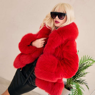 Fitted Saga Blue Fox & Rex Rabbit Fur Coat – Lightweight Luxury