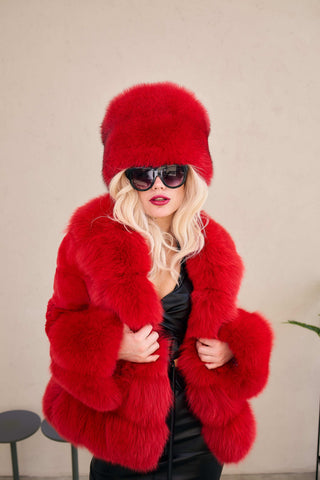 Fitted Saga Blue Fox & Rex Rabbit Fur Coat – Lightweight Luxury
