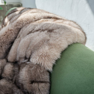 Gorgeous Ukrainian Local Farmed Blue Fox Fur Blanket – Minimalist Luxury Fur Throw
