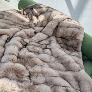 Gorgeous Ukrainian Local Farmed Blue Fox Fur Blanket – Minimalist Luxury Fur Throw