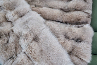 Gorgeous Ukrainian Local Farmed Blue Fox Fur Blanket – Minimalist Luxury Fur Throw